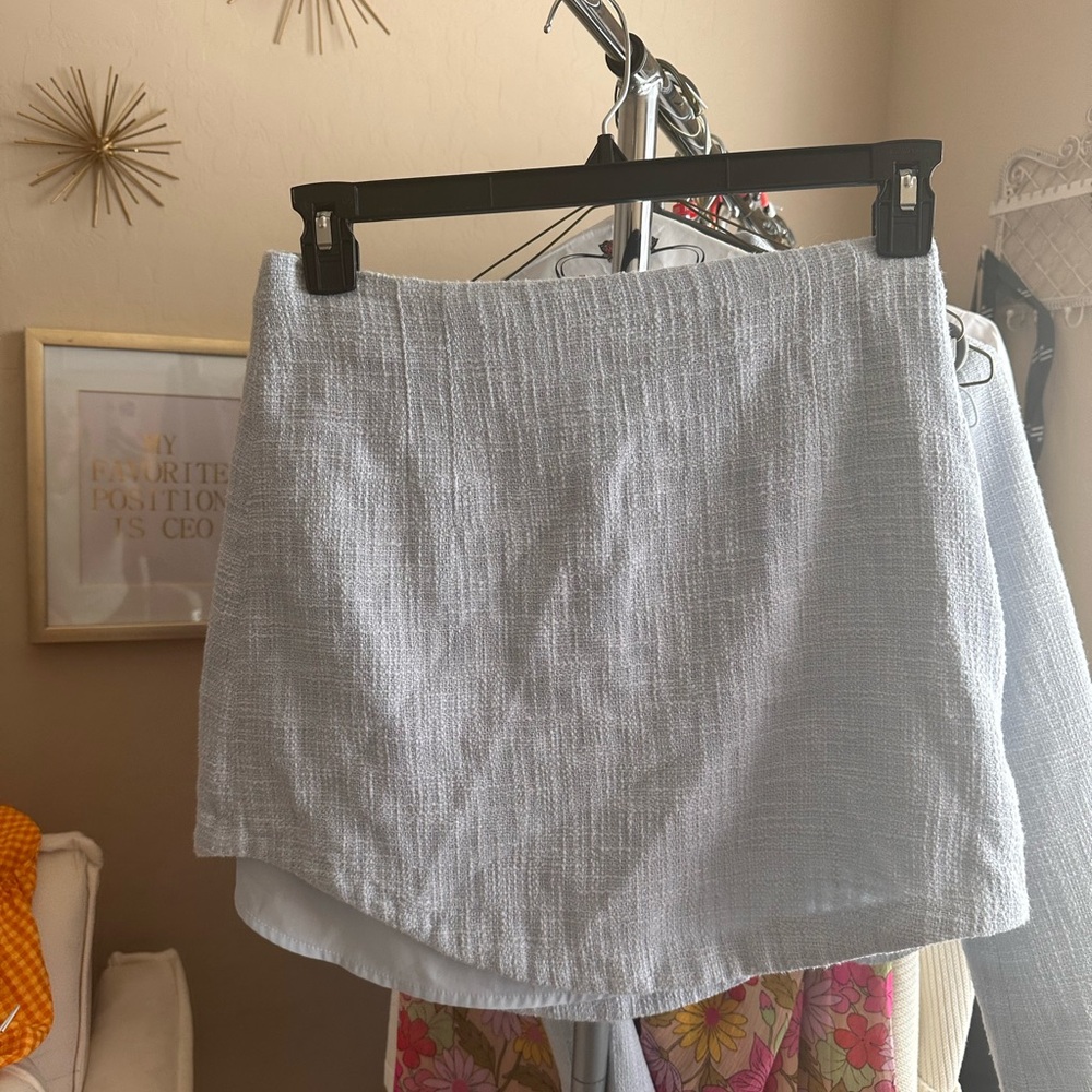 Abercrombie & Fitch Light Blue Textured mini Skirt